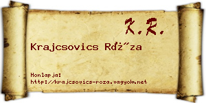Krajcsovics Róza névjegykártya